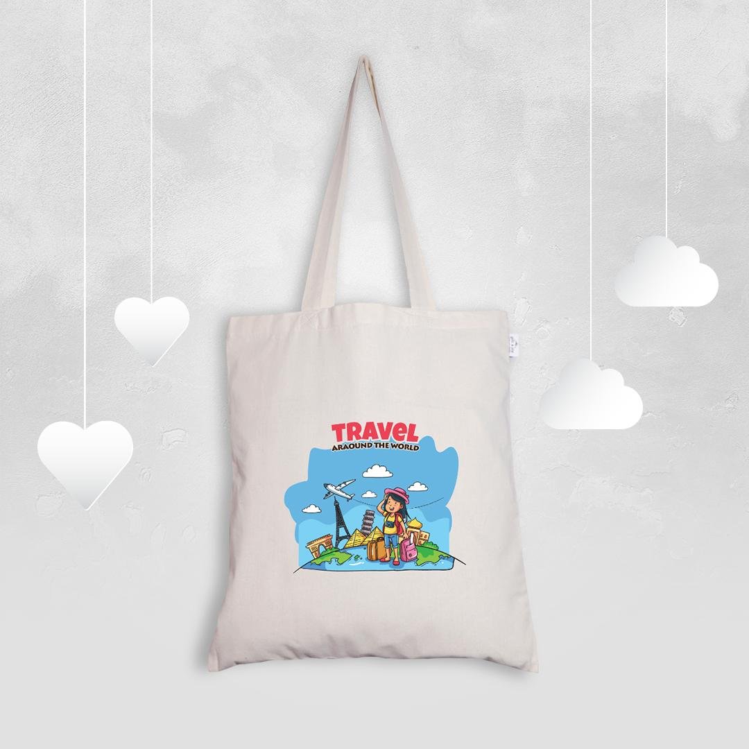Travel around the world (F) - Multipurpose cotton tote bag
