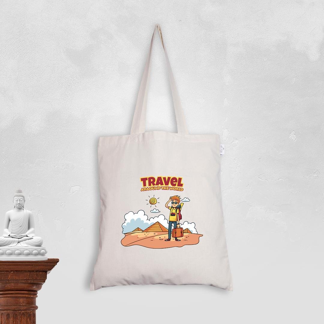 Travel around the world (M) - Multipurpose cotton tote bag
