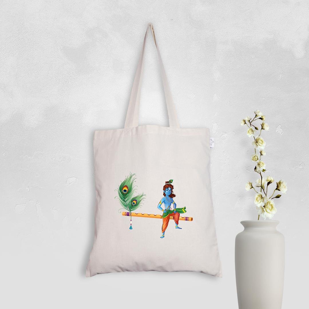 Krishna on flute - Multipurpose cotton tote bag