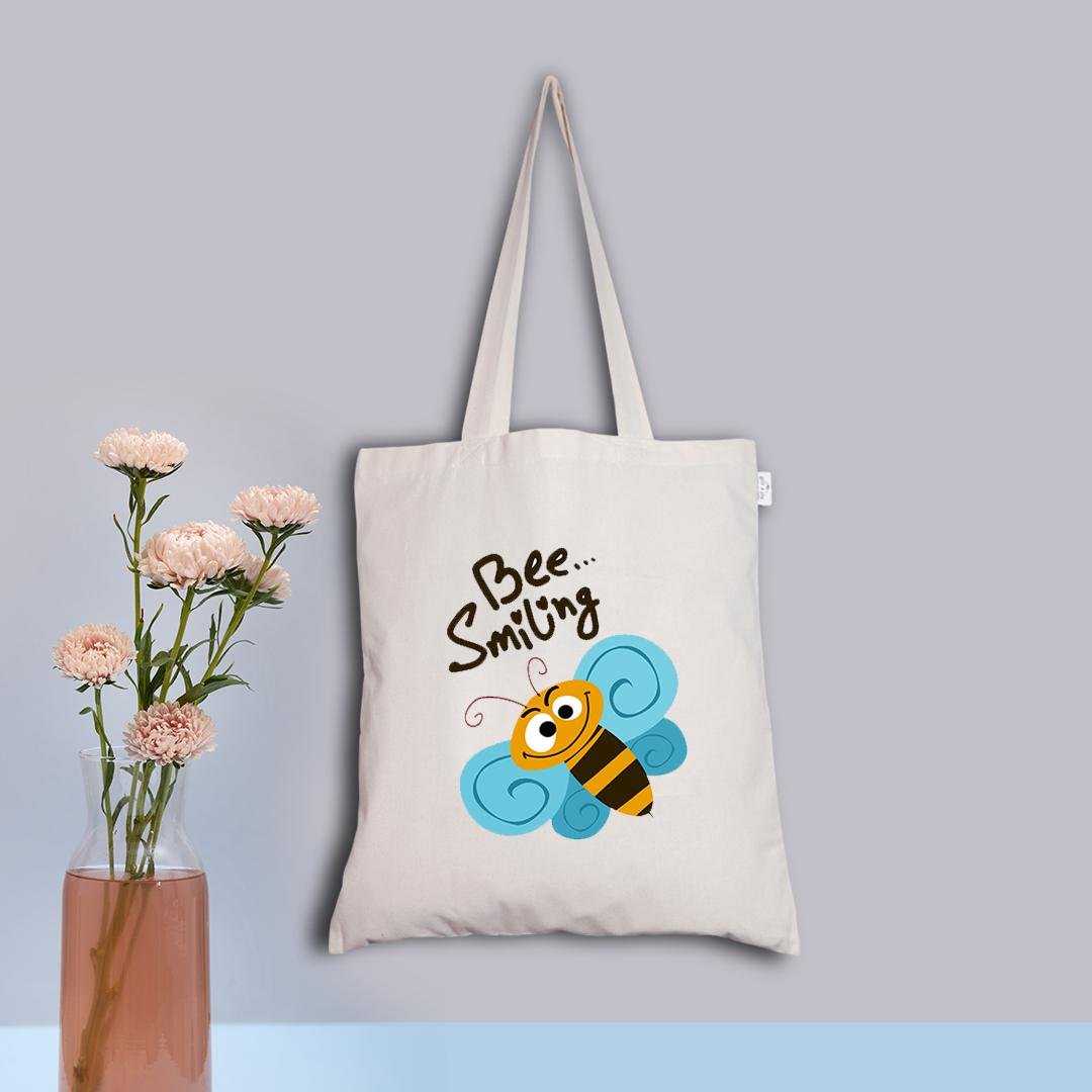 Bee Smiling - Multipurpose cotton tote bag