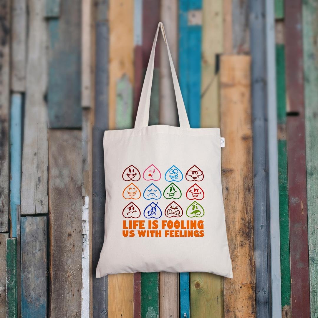 Life is fooling us with feelings Multipurpose cotton tote bag